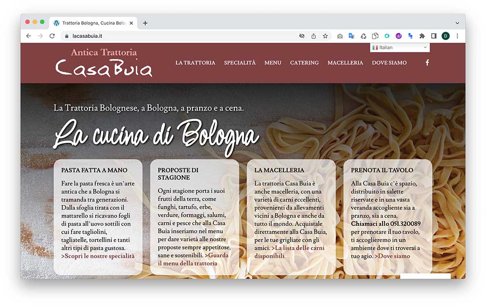 Trattoria Casa Buia Bologna - Web Agency XP Digital Experience