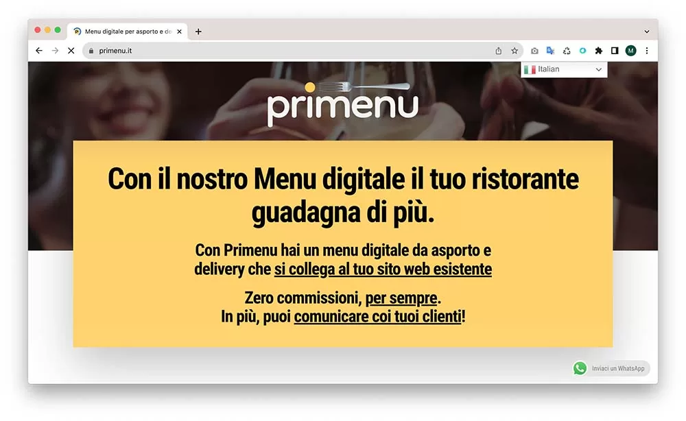 Primenu menu digitale per ristoranti